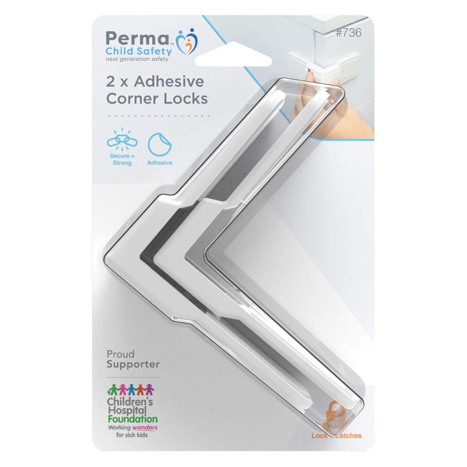 Adhesive Corner Drawer Locks - Image 3