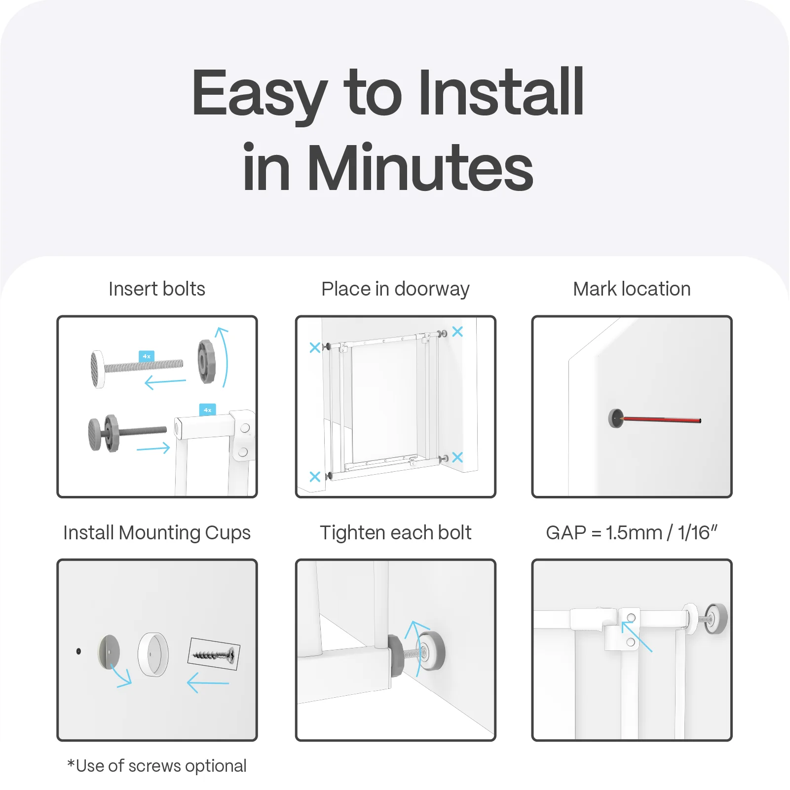 Clear Easy Fit Baby Gate | 0.82m W x 0.76m H - Image 11