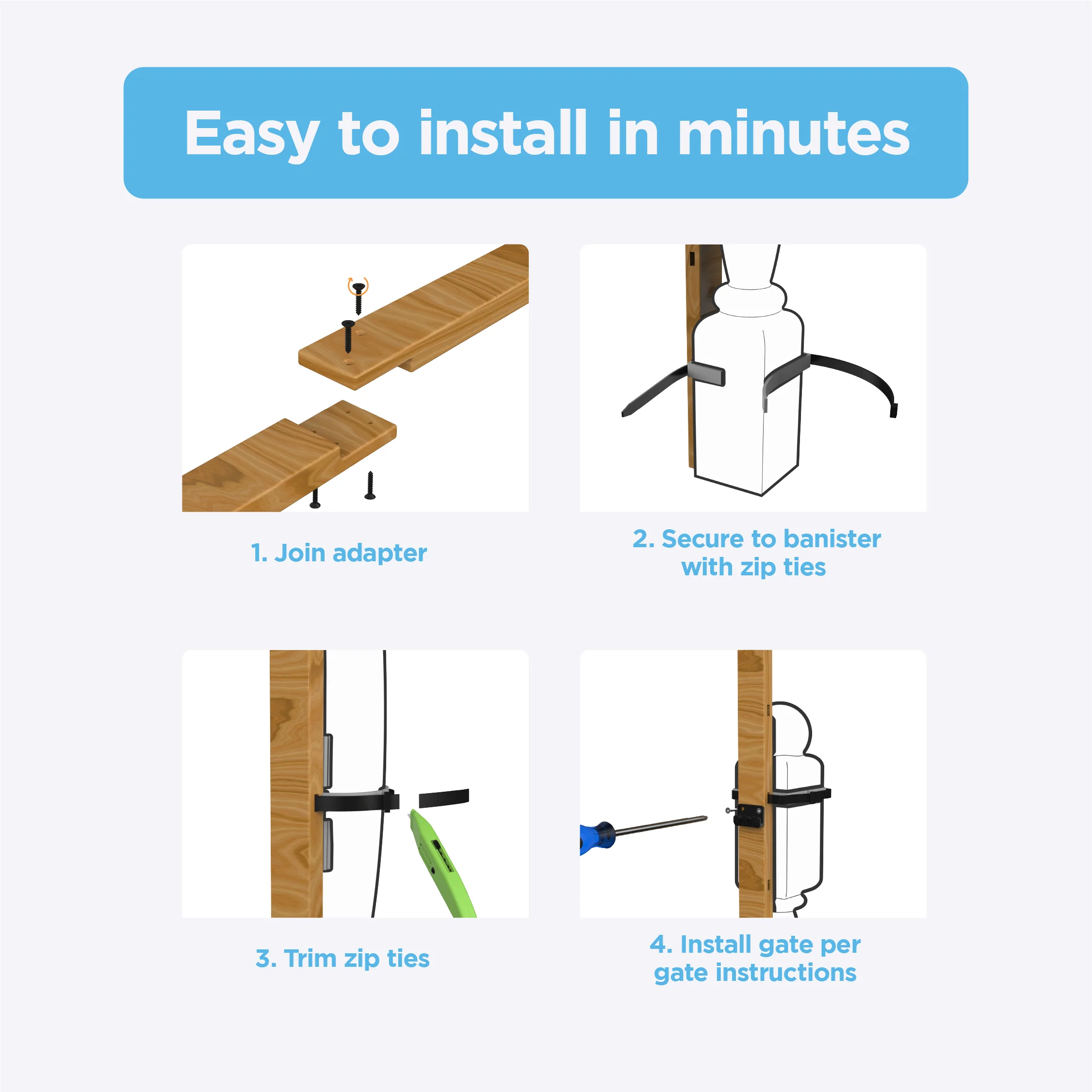 Banister Adapter For Hardware & Pressure Mounted Gates - Image 9